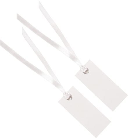 Santex cadeaulabels met lintje - 24x stuks - wit - 3 x 7 cm - naam tags