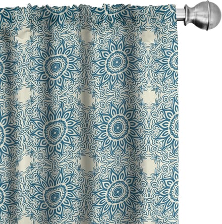 ABAKUHAUS Blauwe Mandala Gordijnen – 2x75x225 cm – microvezel, halfschaduw