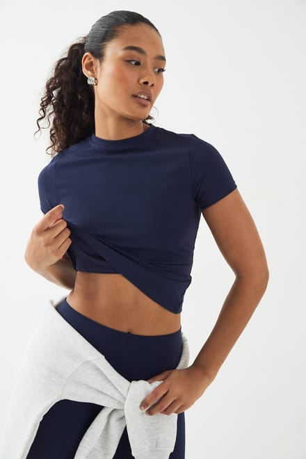 Dames DSGN Studio Ultra Sculpt Korte Mouw Top | Marineblauw | Maat: Medium