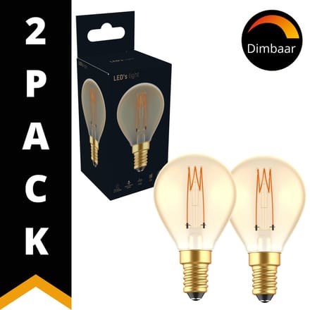 DecoDim LED Kogellamp Goud E14 - Bol Ø 4.5 cm - Dimbaar - Extra warm wit - 2 lampen