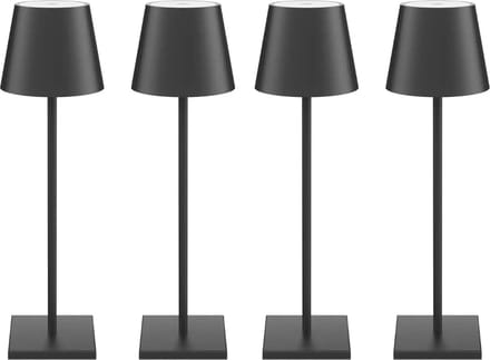 4 Stuks - Oplaadbare tafellamp - dimbaar - zwart - Duurzaam - aluminium - 2700K Bureaulamp