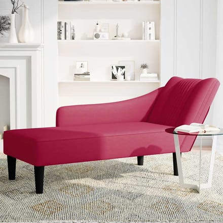 vidaXL - Chaise - longue - met - rechterarmleuning - fluweel - wijnrood