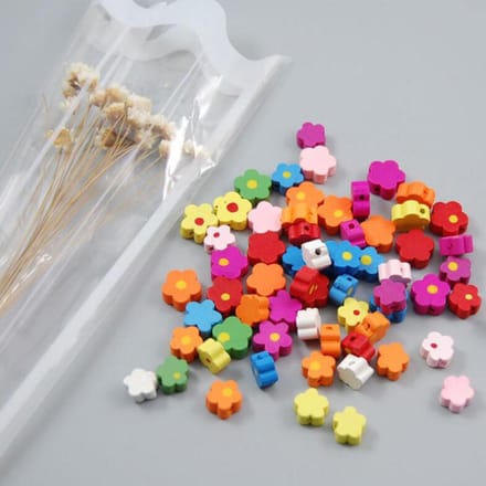 100 Stuks Bloem Houten Kralen Baby Fopspeen Clip Spacer Bead DIY Craft 10mm 12mm veelkleurig