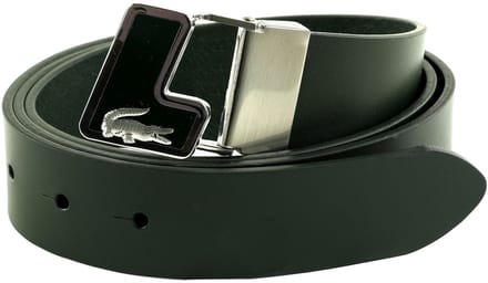 LACOSTE Leren Riem Plain Leather Belt W105 Sinople Donkergroen