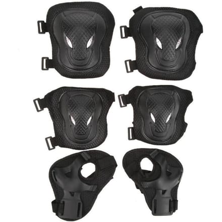 Dames Heren Elleboog Pols Kniebeschermers Beschermingsset Skate Roller Fiets black