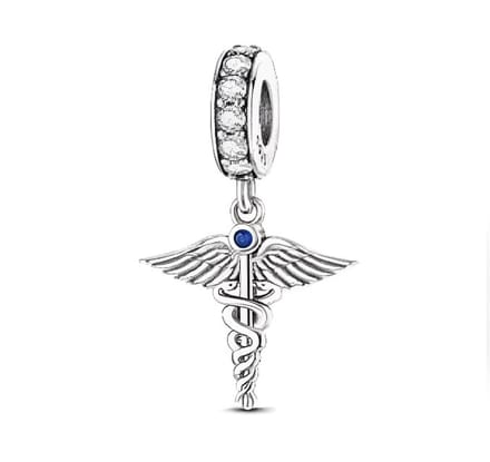 Zilveren Bedel Esculaap - Geneeskunde - Dokter - Bedelarmband - Romystones