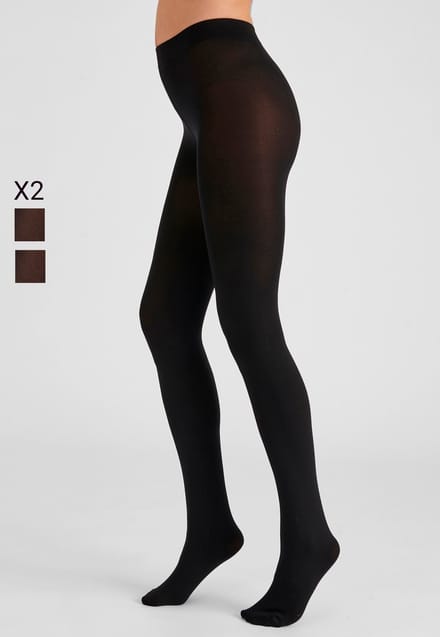 Damart - Set van 2 panty's Thermolactyl 100D - Dames - Zwart - XXL
