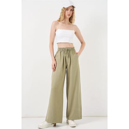 Hoge Taille Wijde Pantalon met Zak