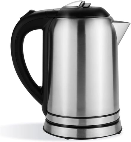 Brushed Stainless Steel Kettle, Double Wall Tea Kettle with 2000W quick boil heating, with automatic shut-off and boil-dry protection, 1L