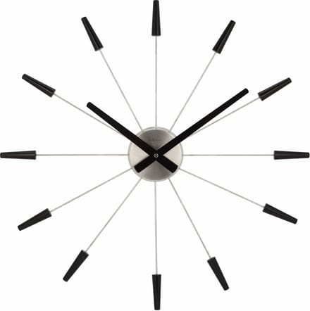 NeXtime Plug Inn – Stille Wandklok – 58 cm – Metaal – Zwart – Design