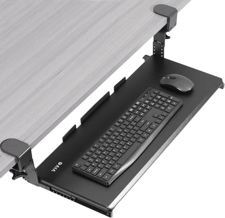 In hoogte verstelbare toetsenbordlade onder het bureau met C-klem, 27 x 11 inch