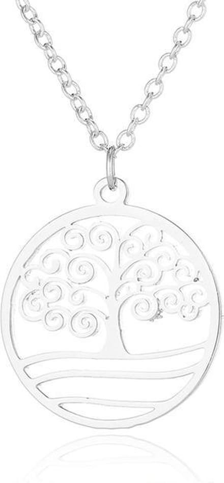 24/7 Jewelry Collection Boom Ketting - Levensboom - Cirkel - Zilverkleurig