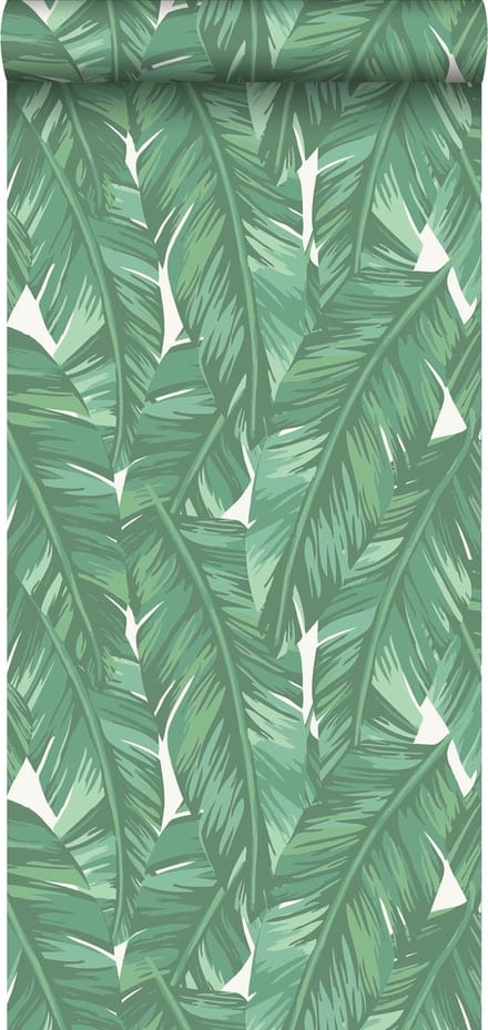 ESTAhome behang bananenbladeren jade groen - 53 cm x 10.05 m - 139014