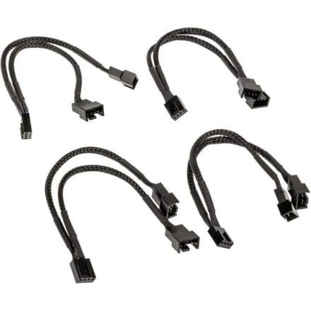 Akasa PWM Lüftersplitter, 4er Pack PC-ventilatorcontroller Zwart