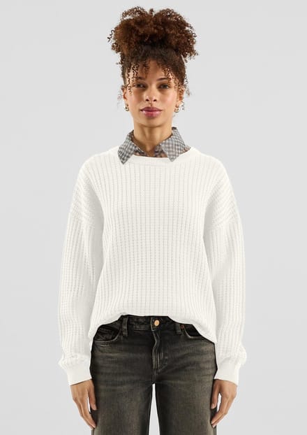 Q/S designed by - Dames Pull - Maat XS - Vrouwen - wit - katoen