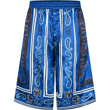 Off White Heren Satijnen Losjes Korte Broek (Nautisch Blauw)