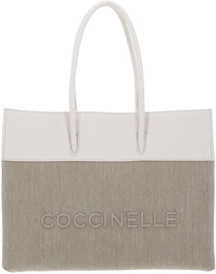 COCCINELLE Handtas Myrtha Canvas Handbag Natural / Blanco Beige