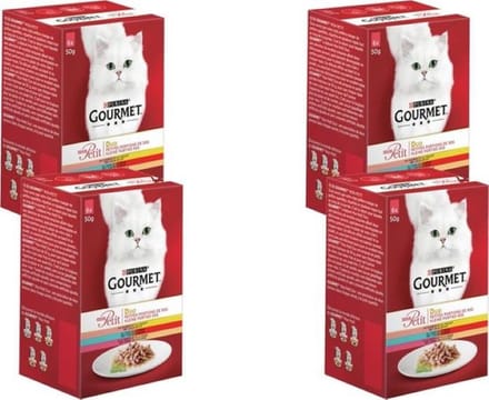 4x Gourmet - Mon Petit Duo Vlees & Vis - Kattenvoer Natvoer - 6x50g