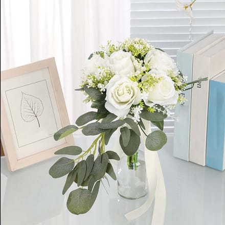 Bruidsboeket - Bloemenarrangement - Bruiloft Accessoire - Handgemaakt Decoratief - 27x30x7 cm