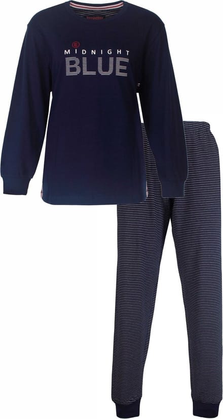 Irresistible Dames Pyjama - Lange Mouwen - Navy Blauw - Maat L