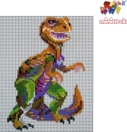 Stick-it dinosaurus T-rex, ca. 1.100 steentjes, ophanghaakje en heveltje