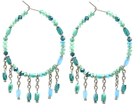 Oorbellen met Glaskralen - Oorhangers - RVS - 4x5,5 cm - Blauw
