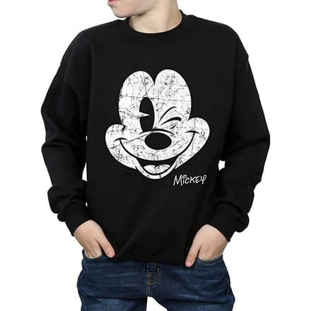 Disney Jongens Mickey Mouse Gezicht Katoenen Sweatshirt (Zwart)