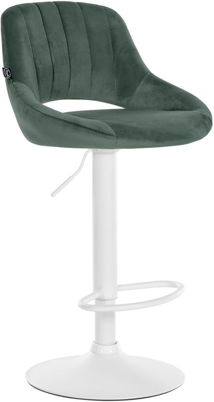 CLP Milet Barkruk - Met rugleuning - Verstelbaar - Velvet - Fluweel - wit/groen