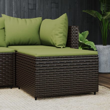 vidaXL - Voetensteun - met - kussen - poly - rattan - bruin