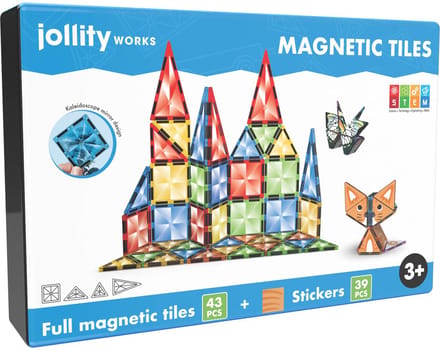 Jollity Works Magnetic Tiles 43 stuks + 39 stickers