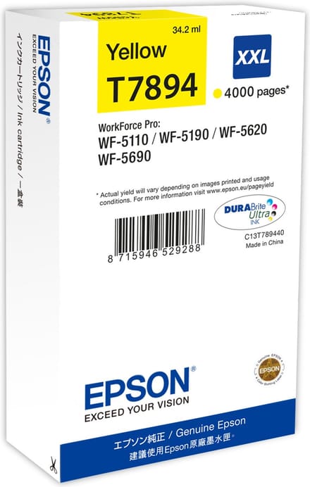 Epson T7894XXL - Inktcartridge / Geel / Extra Hoge Capaciteit