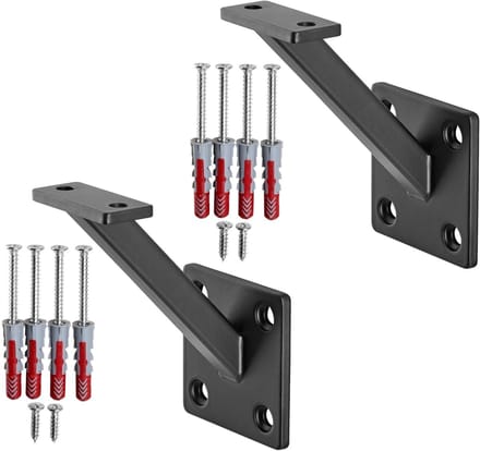 2 x leuningbevestiging, staal, zwart, hoekig, 45°, 58x96x75 mm