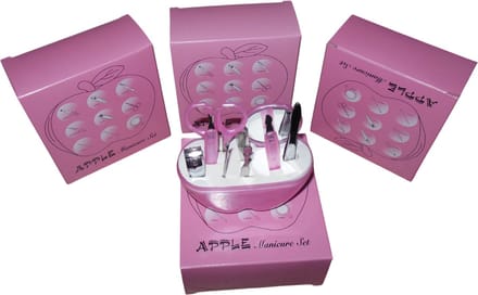 Manicure set appel-vorm roze set van 4 stuks. - Verjaardagscadeau