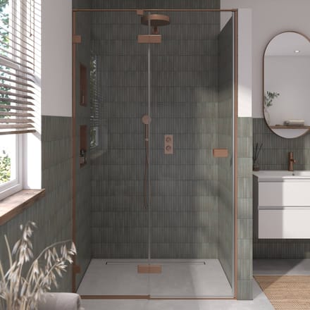 Saqu Parro douchedeur helder glas 120x210 cm geborsteld koper