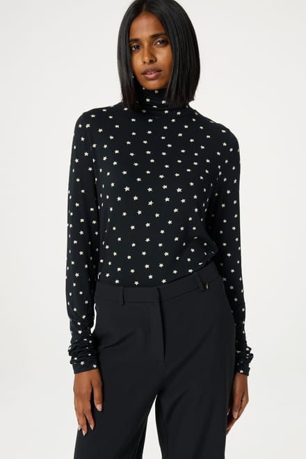 Fabienne Chapot Jade Top Black/warm White Maat: S | Longsleeves Outlet | Dames | Wit