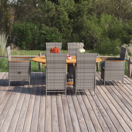 vidaXL - 7-delige - Tuinset - poly - rattan - grijs