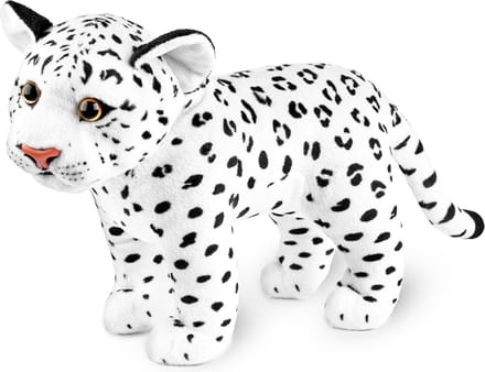 BRUBAKER Luipaard Knuffel - 30 cm Knuffeldier - Baby Pluche Knuffel, Grote Kat, Staand - Kinderen Pluche Knuffel - Wit