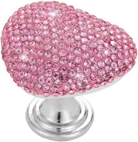 Toilet Flush Knop - Harten Knop - Nail Protection - Crystal Design - 5 cm - Roze