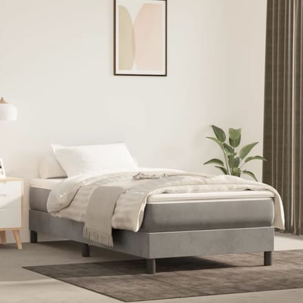 vidaXL - Boxspring - bed - 90x190 - cm - fluweel - lichtgrijs