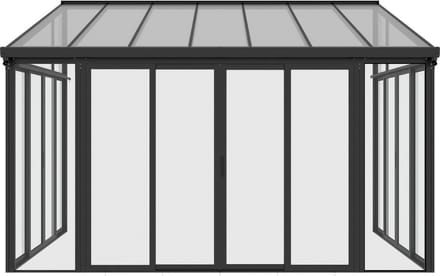 Aluminium Overkapping / Serre - Grijs - Incl. Zijwanden & Schuifdeur