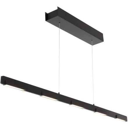Hanglamp Bloc 3296ZW Zwart Hoogteinstelbaar van Glas en Metaal - Steinhauer, 120 cm met LED Module en Dimbaarheid