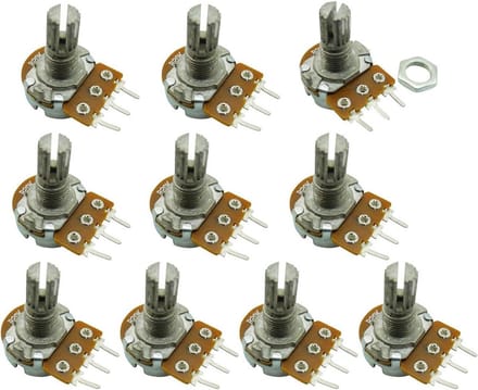 10 Stuks 1K Ohm Lineaire Rotary Potentiometers met As - 15mm Montage