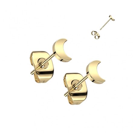 Oorbellen titanium plat maantje 0.8x6x4 - goud - LMPiercings