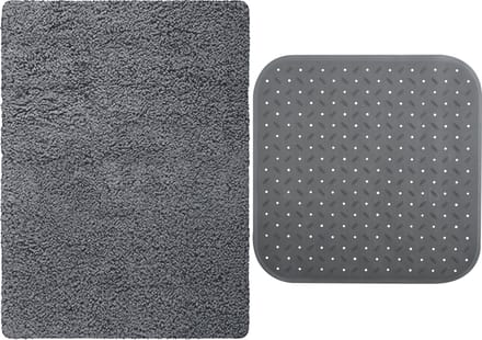 MSV Douche anti-slip/droogloop matten - Venice badkamer set - rubber/microvezel - donkergrijs