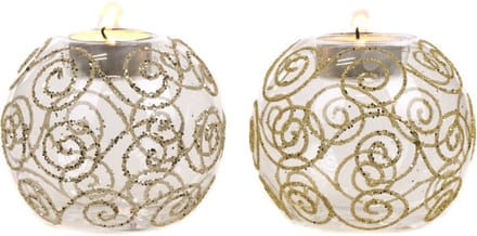 Goodwill Waxinelichthouder Glas Champagne-Goud D 10 cm Voordeelass. Per 2 Stuks
