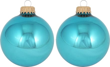 Krebs kerstballen - 24x st - turquoise blauw - 7 cm - glas - kerstversiering