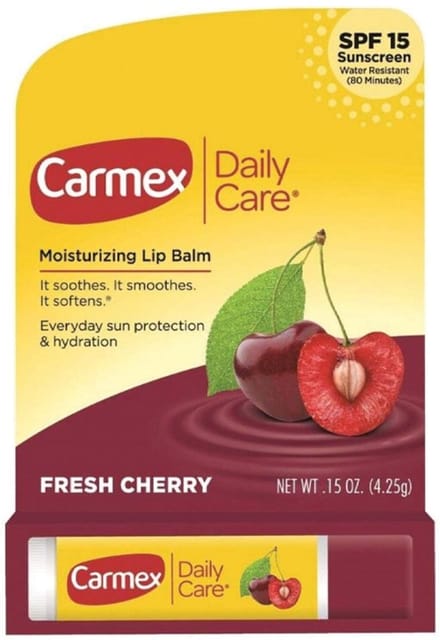 Carmex Balsem voor de Lippen - Fresh Cherry SPF 15 - Kersen, voor gesprongen lippen, 5-pack