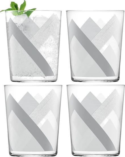 L.S.A. - Peaks Tumbler Glas 560 ml Set van 4 Stuks - Grijs