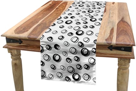 ABAKUHAUS Geometrische Tafelloper – 40x300 cm – Zwart/Wit, Polyester