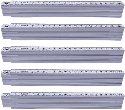 Vouwmeter 2 meter - Kunststof meetlat met 10 segmenten en duplex-ladder, wit